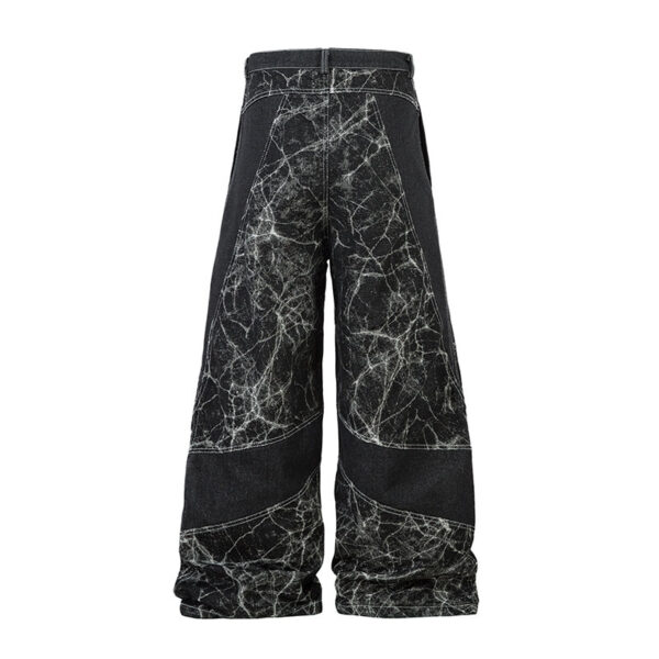 heavy patchwork wide leg jeans – water washed vintage statement pants