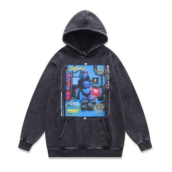 spray art vintage hoodie – washed cotton oversized graphic sweatshirt