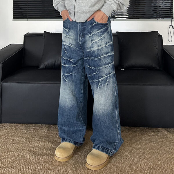 washed vintage lightning jeans – 90s inspired graphic denim for men